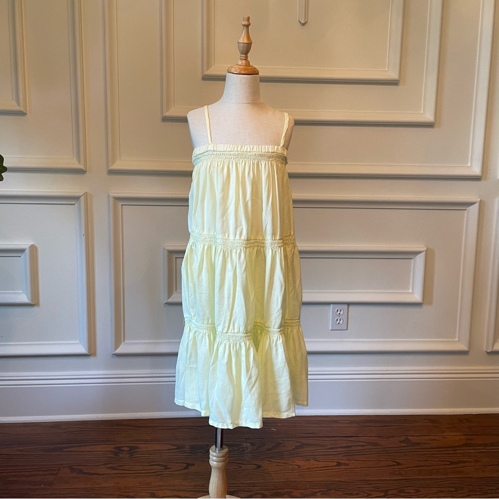 Girls sz 10 Bella Dahl midi Sun Dress yellow summer beach spaghetti strap cotton